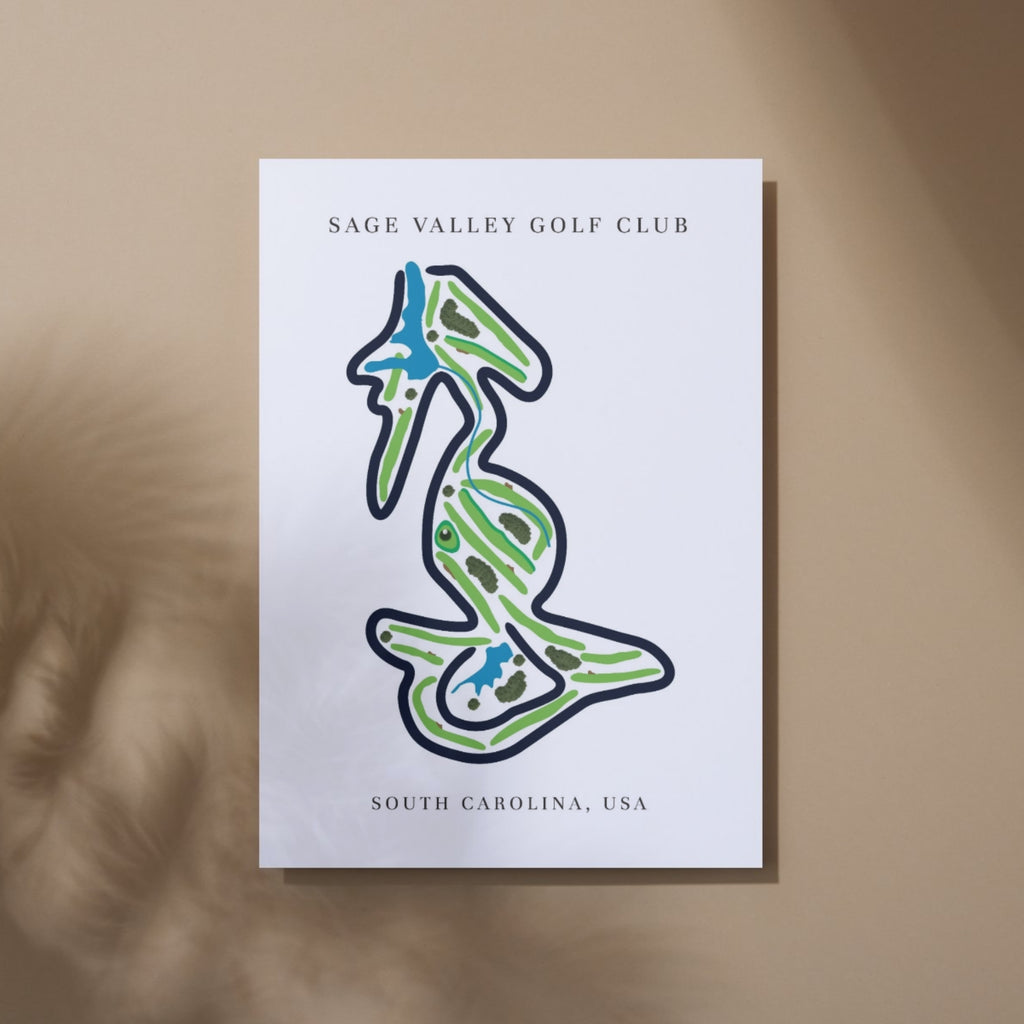 Sage Valley Golf Club Golf Course Prints, South Carolina, Golf Map Artwork