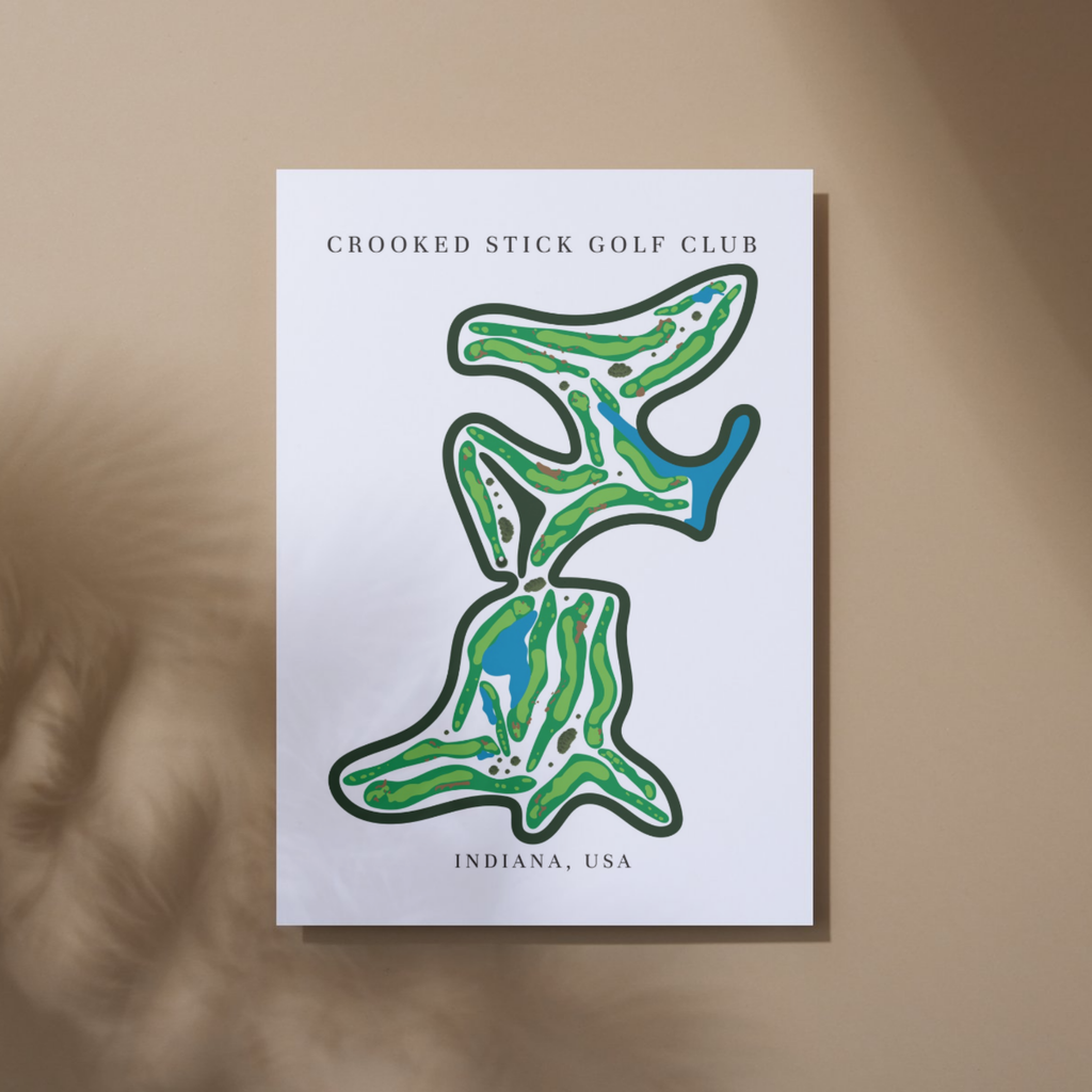 Crooked Stick Golf Club Golf Course Prints, Indiana, Golf Map Artwork