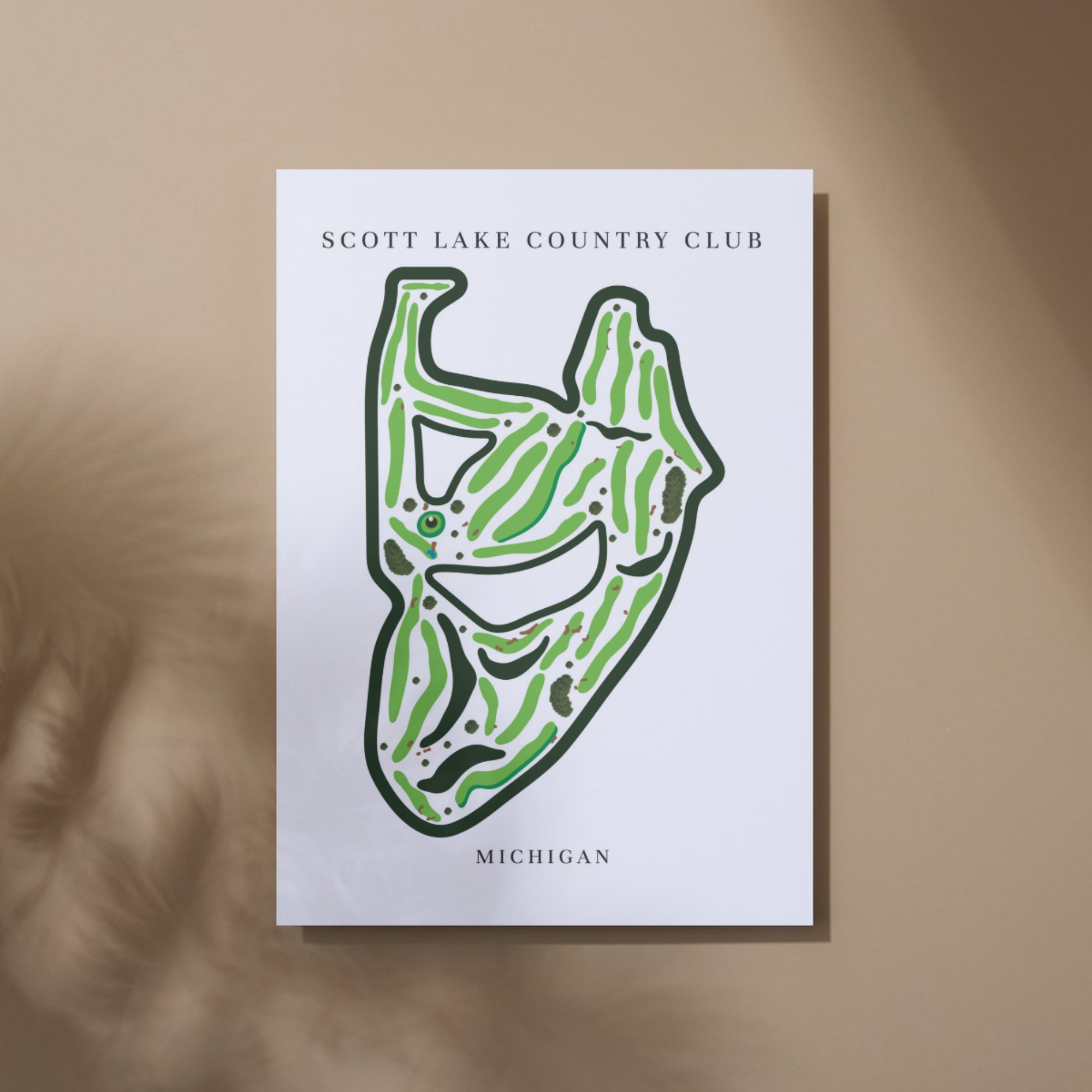 Scott Lake Country Club Golf Course Prints, Michigan, Golf Map Artwork