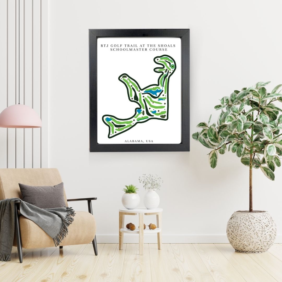 RTJ Golf Trail at The Shoals Schoolmaster Course Golf Course Prints, Alabama, Golf Map Artwork