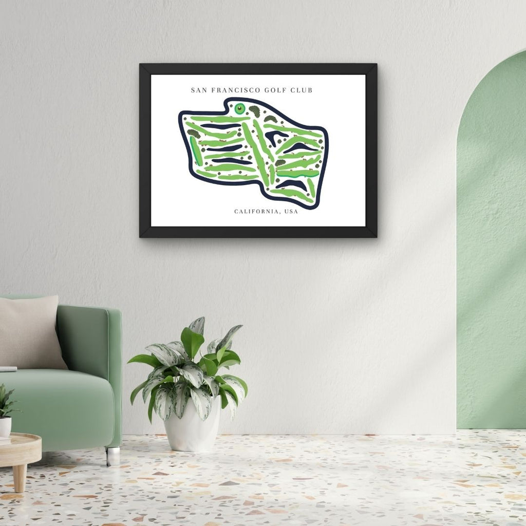 San Francisco Golf Club Golf Course Prints, California, Golf Map Artwork