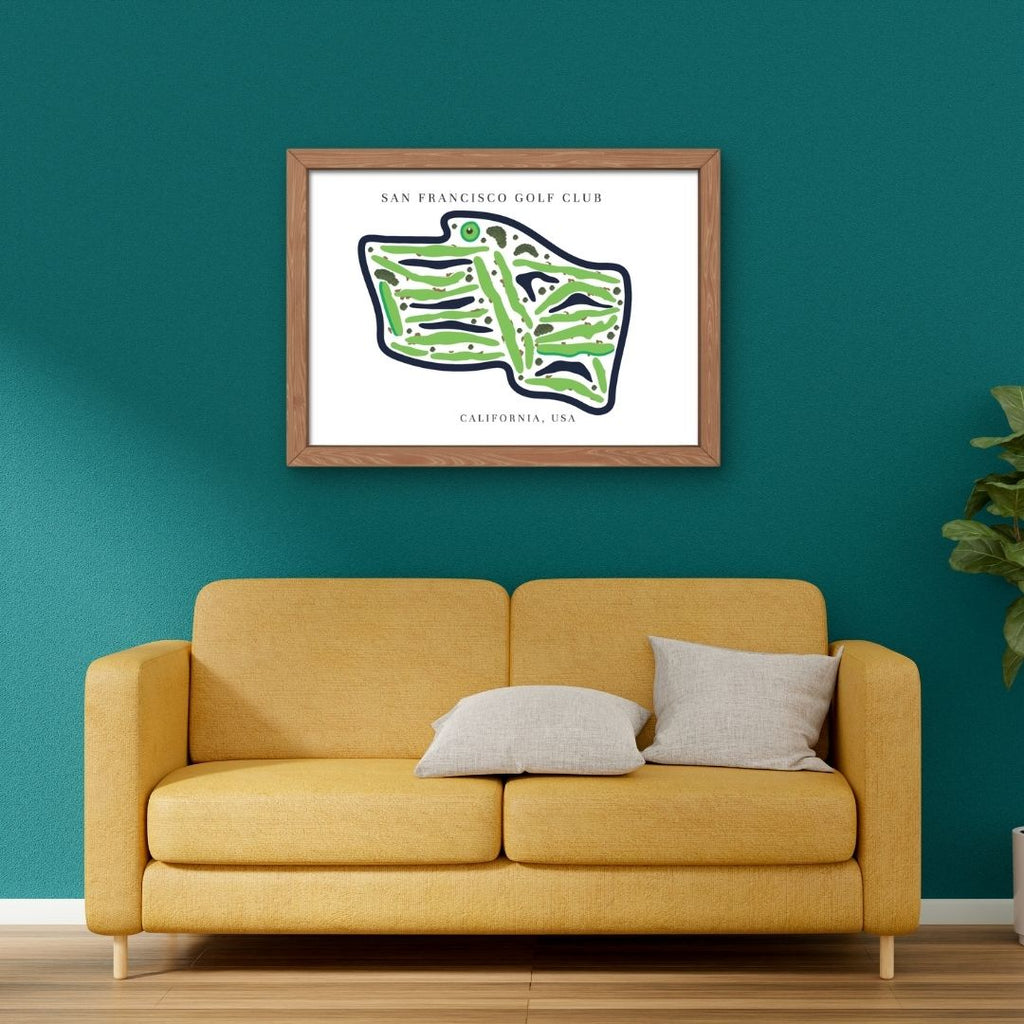 San Francisco Golf Club Golf Course Prints, California, Golf Map Artwork