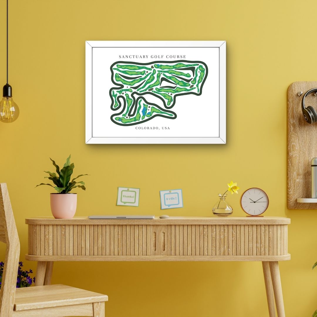 Sanctuary Golf Course Golf Course Prints, Colorado, Golf Map Artwork