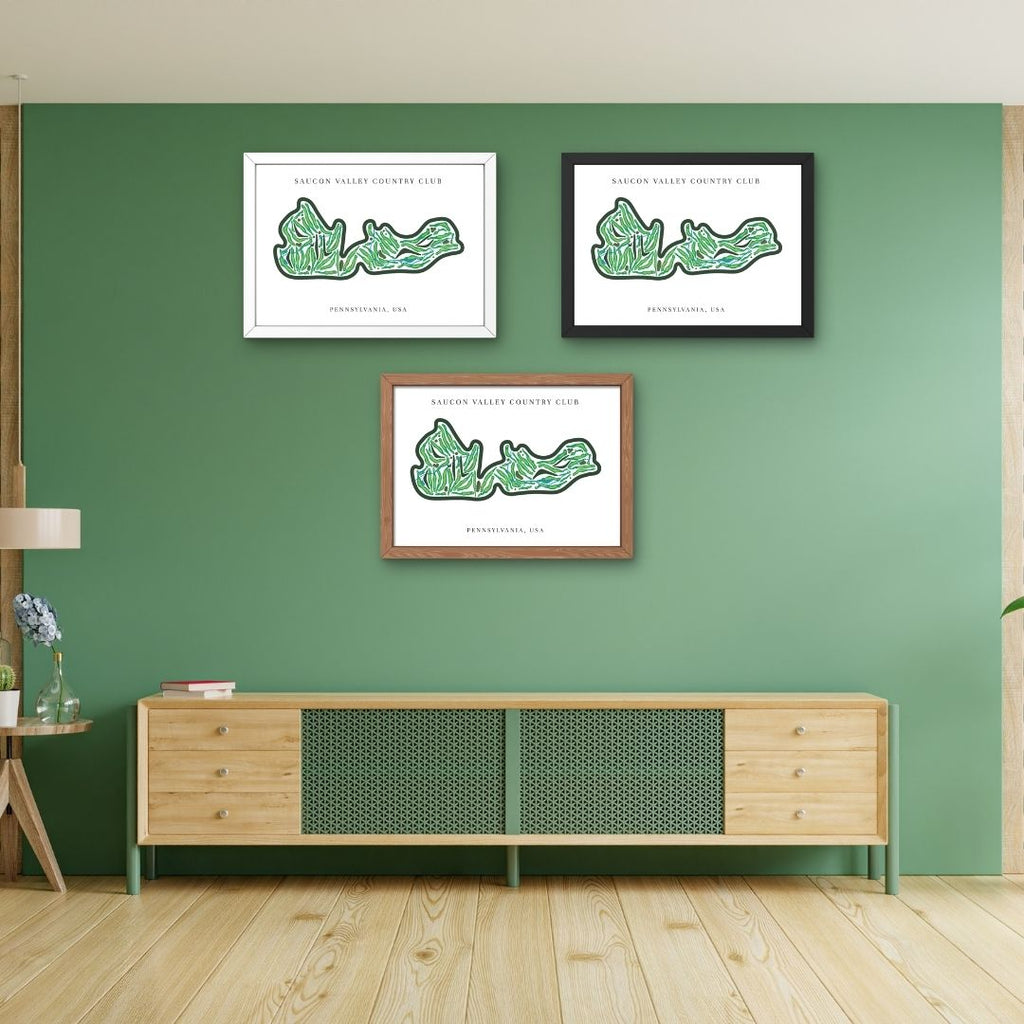 Saucon Valley Country Club Golf Course Prints, Pennsylvania, Golf Map Artwork