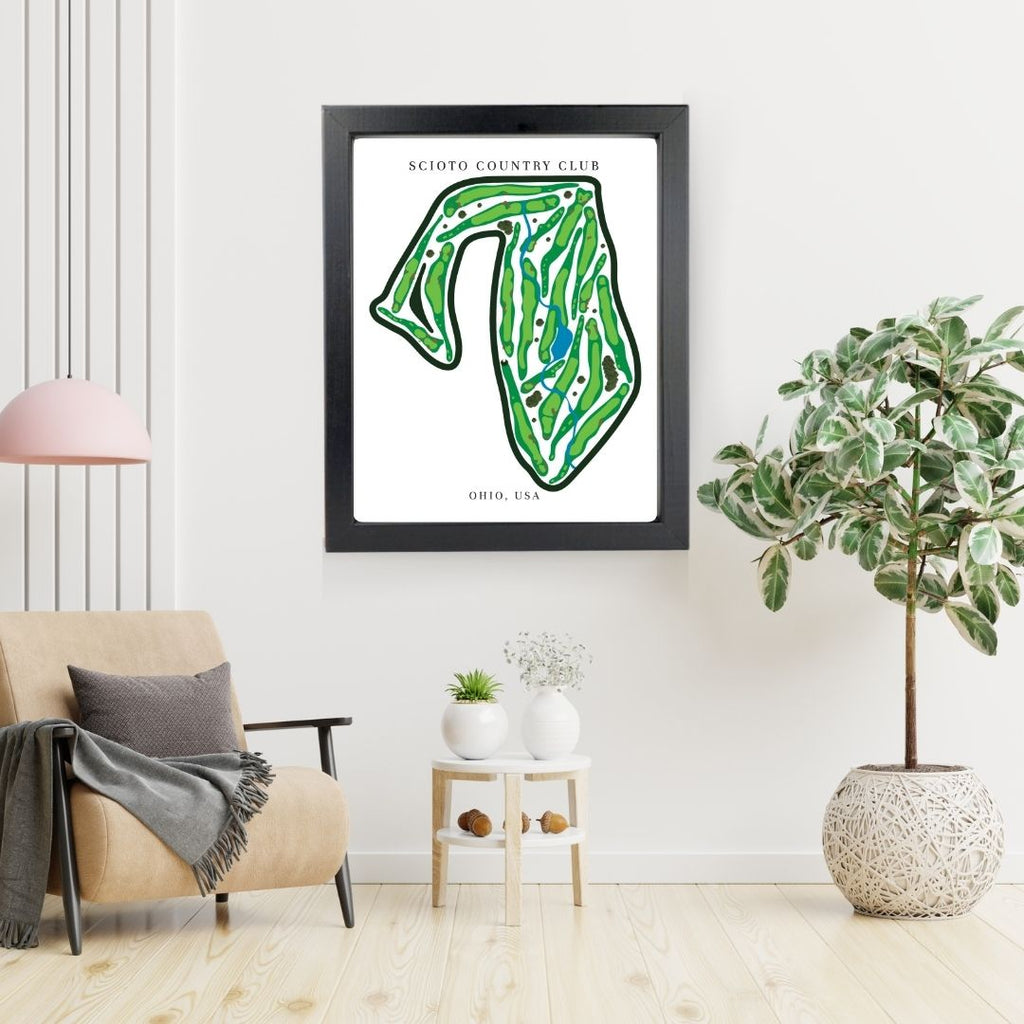 Scioto Country Club Golf Course Prints, Ohio, Golf Map Artwork