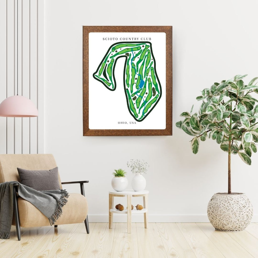 Scioto Country Club Golf Course Prints, Ohio, Golf Map Artwork