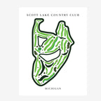 Scott Lake Country Club Golf Course Prints, Michigan, Golf Map Artwork