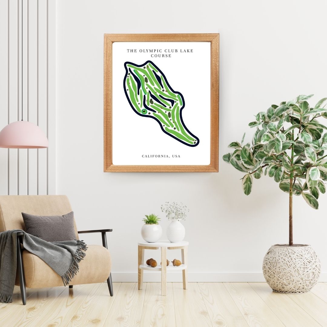 The Olympic Club Lake Course Golf Course Prints, California, Golf Map Artwork