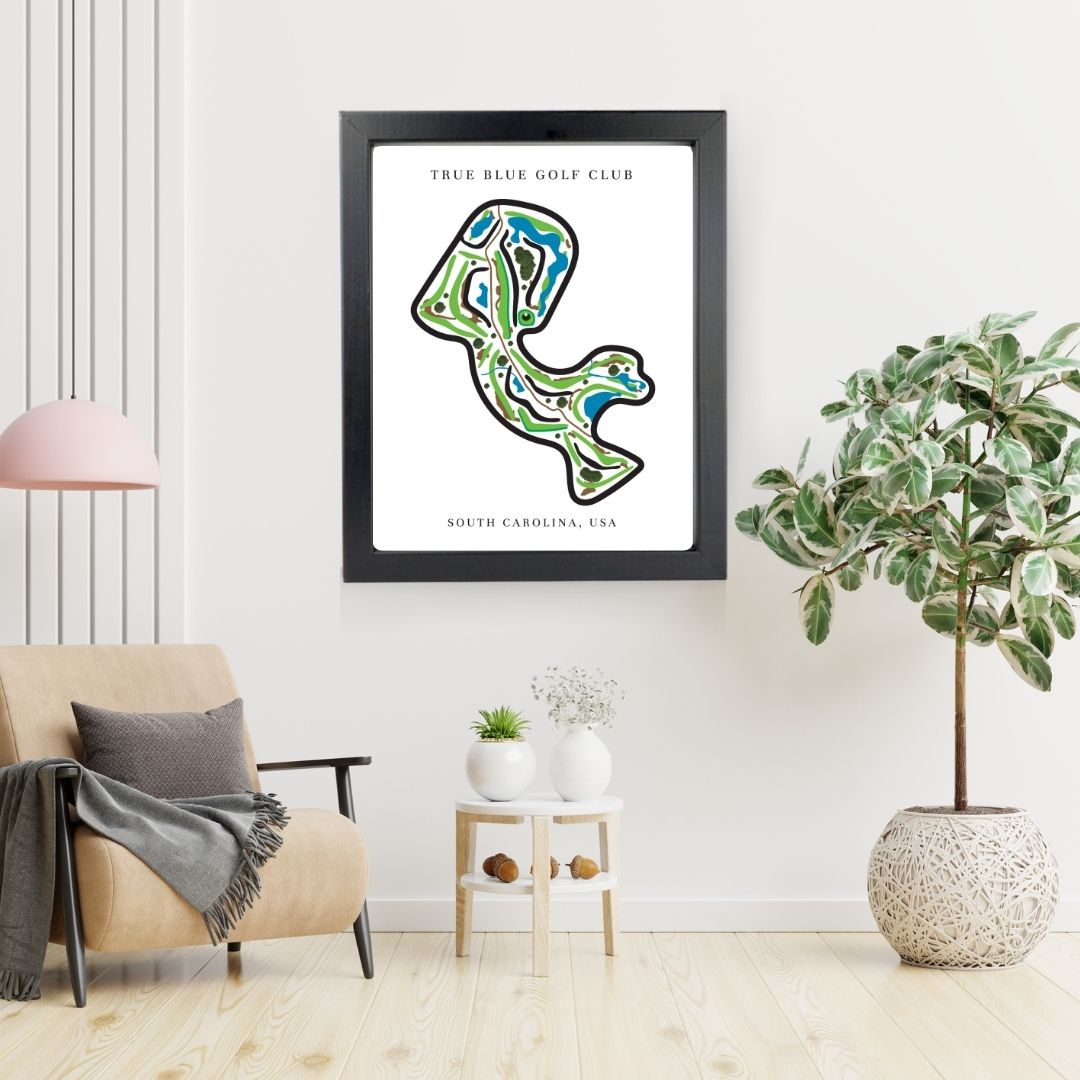 True Blue Golf Club Golf Course Prints, South Carolina, Golf Map Artwork