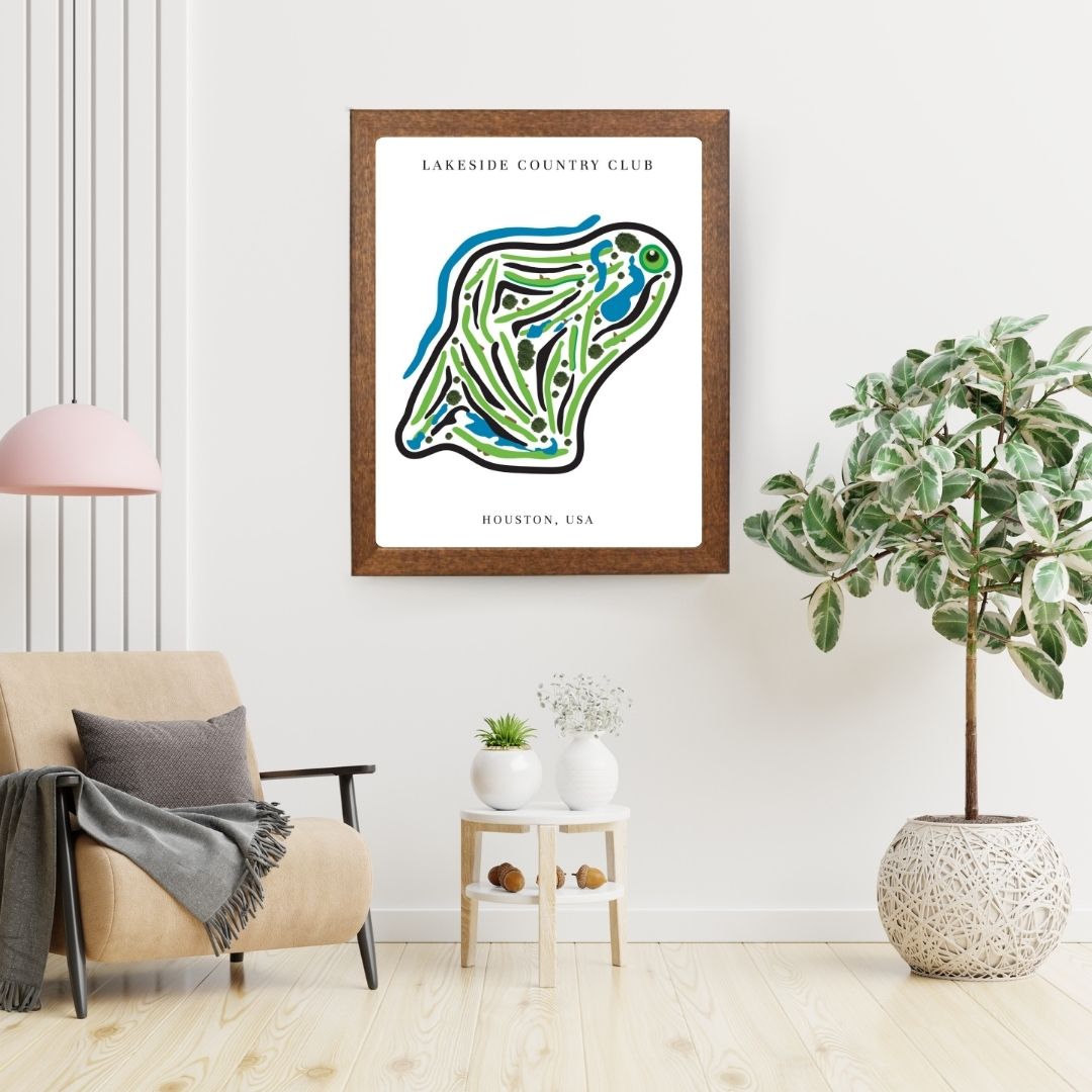 Lakeside Country Club Golf Course Prints, Texas, Golf Map Artwork