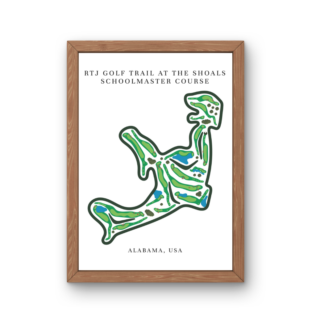 RTJ Golf Trail at The Shoals Schoolmaster Course Golf Course Prints, Alabama, Golf Map Artwork