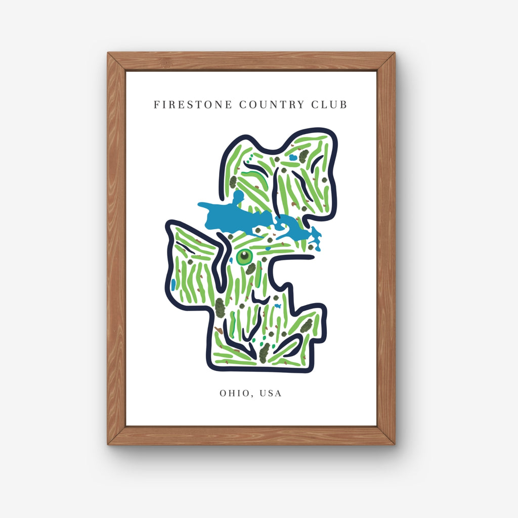 Firestone Country Club Golf Course Prints, Ohio, Golf Map Artwork