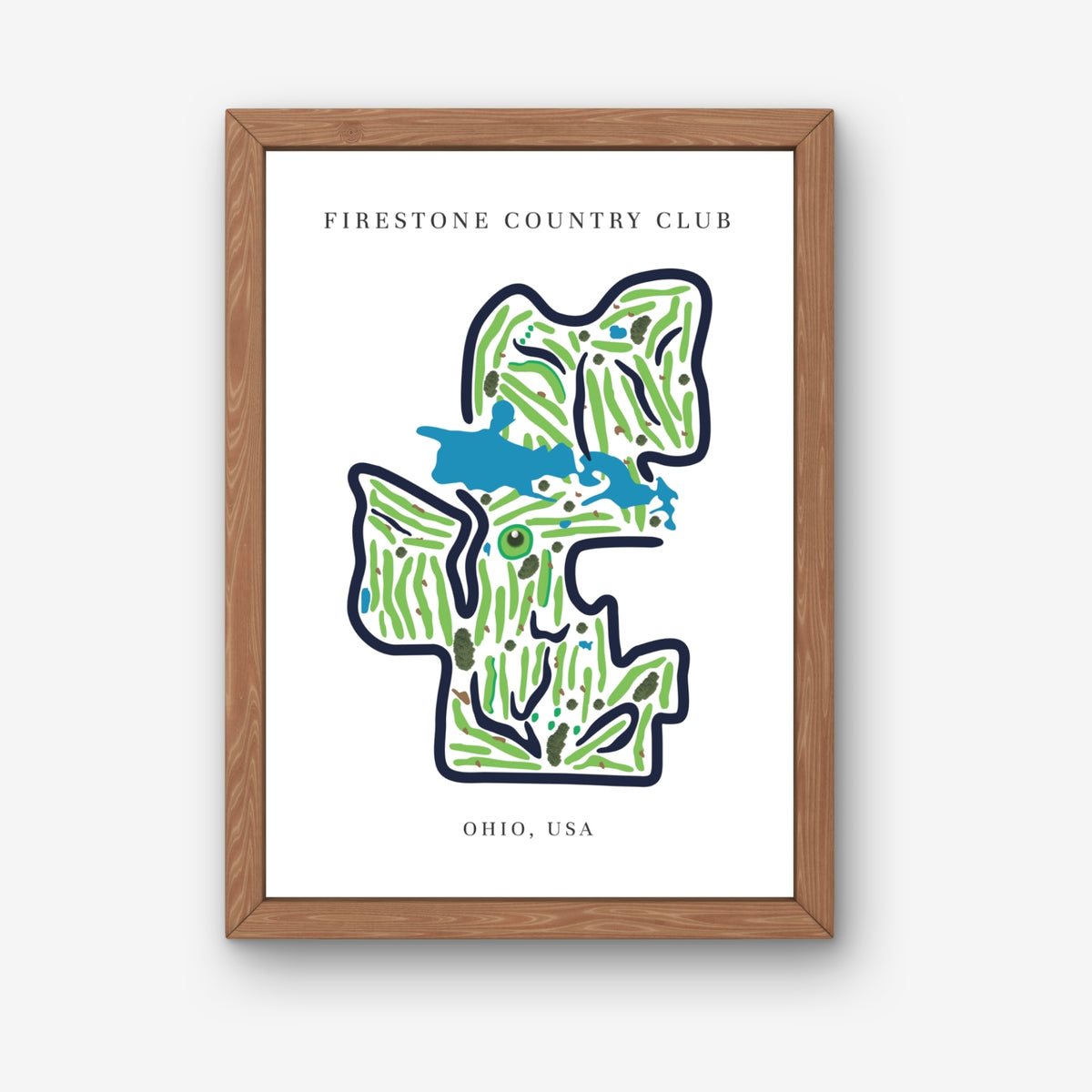 Firestone Country Club Golf Course Prints, Ohio, Golf Map Artwork