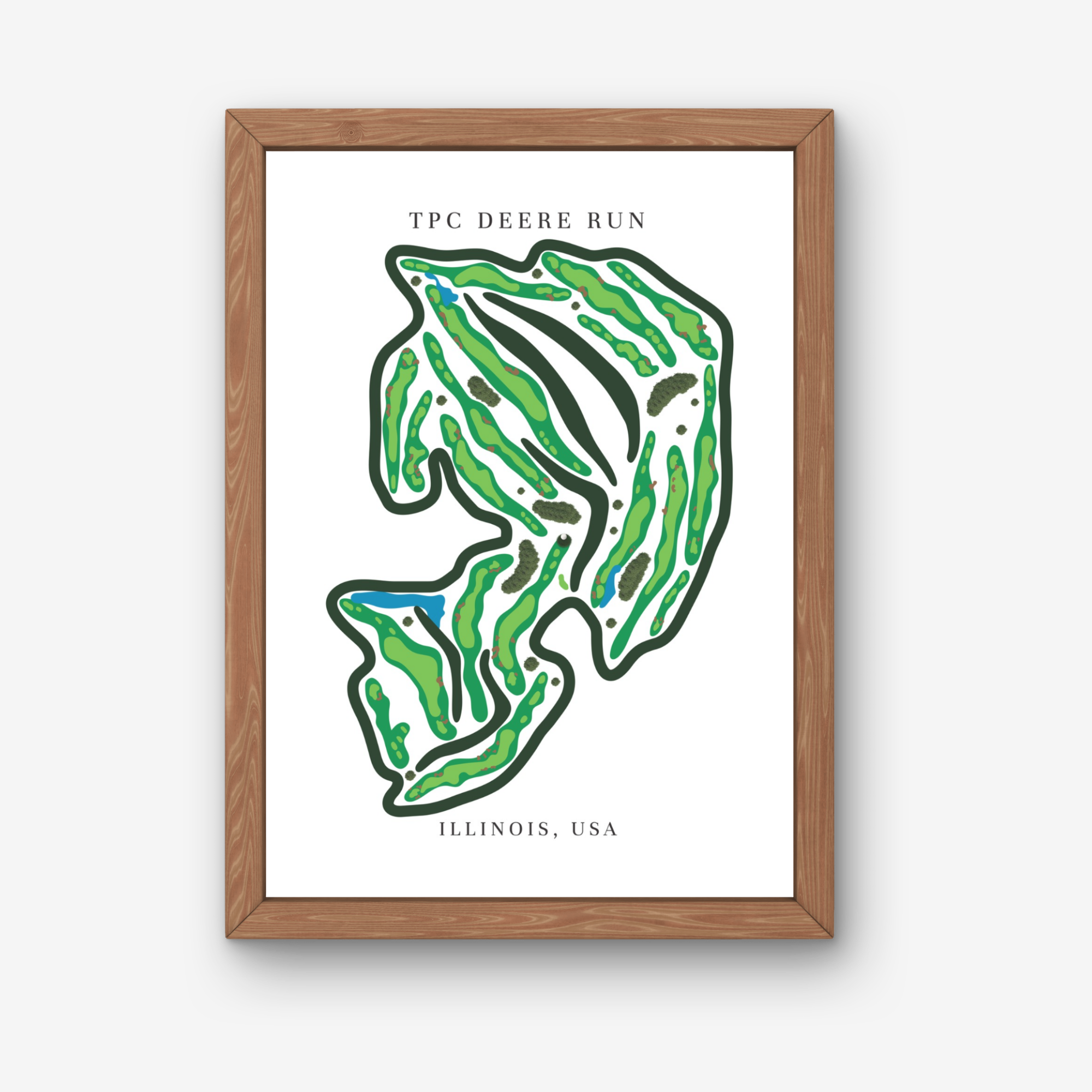 TPC Deere Run Golf Course Prints, Illinois, Golf Map Artwork