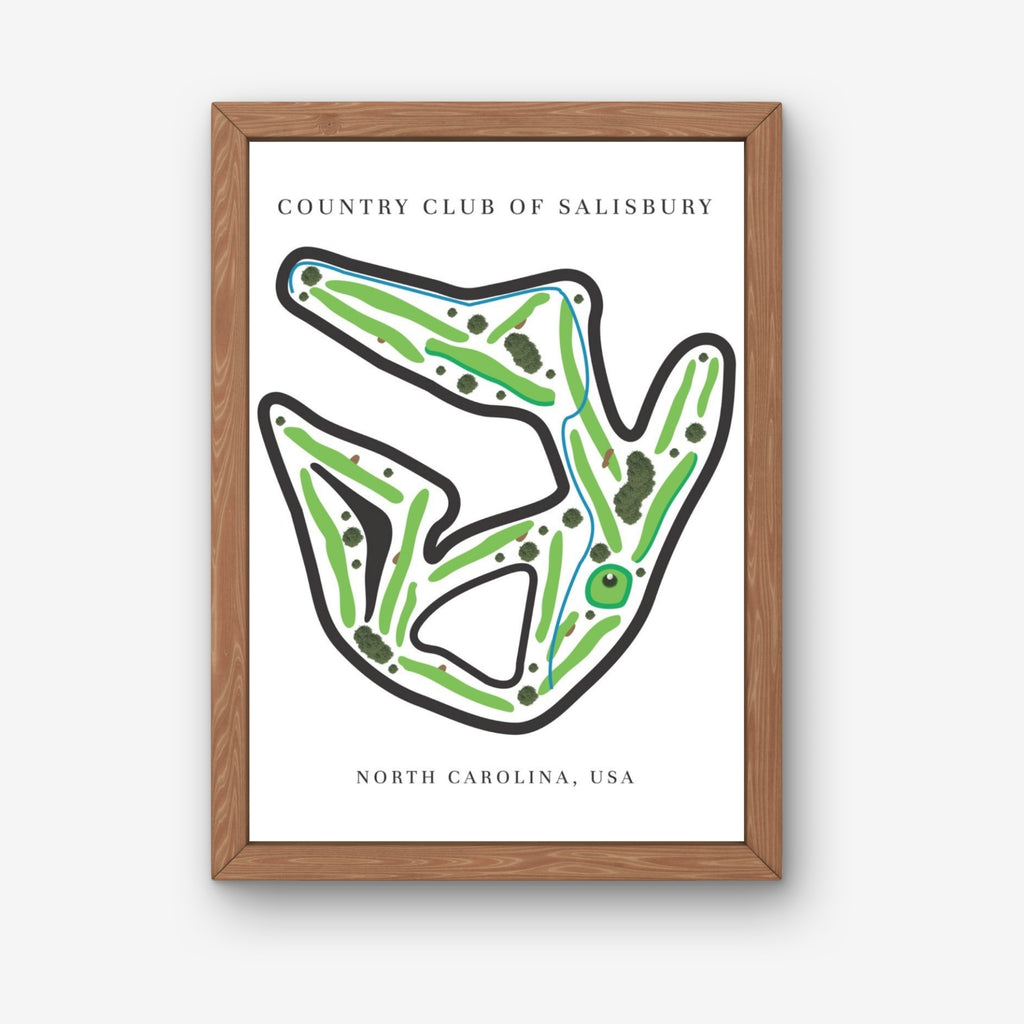 Country Club of Salisbury Golf Course Prints, North Carolina, Golf Map Artwork