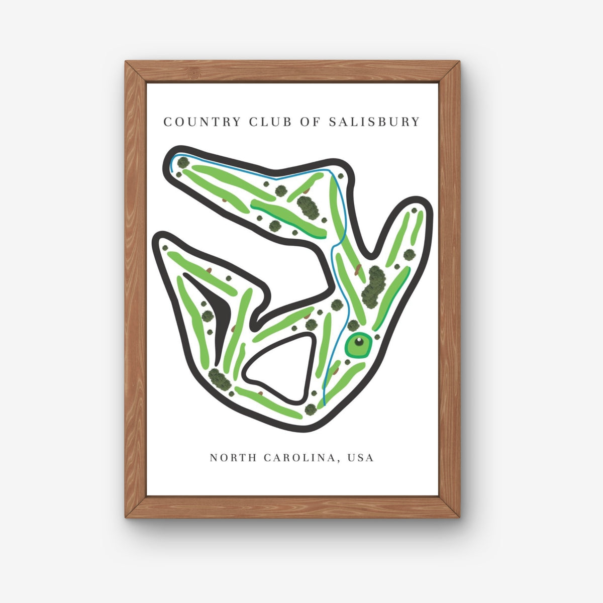 Country Club of Salisbury Golf Course Prints, North Carolina, Golf Map Artwork