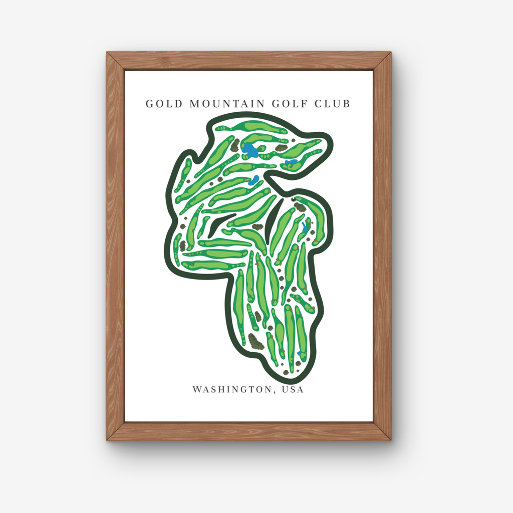 Gold Mountain Golf Club Golf Course Prints, Washington, Golf Map Artwork