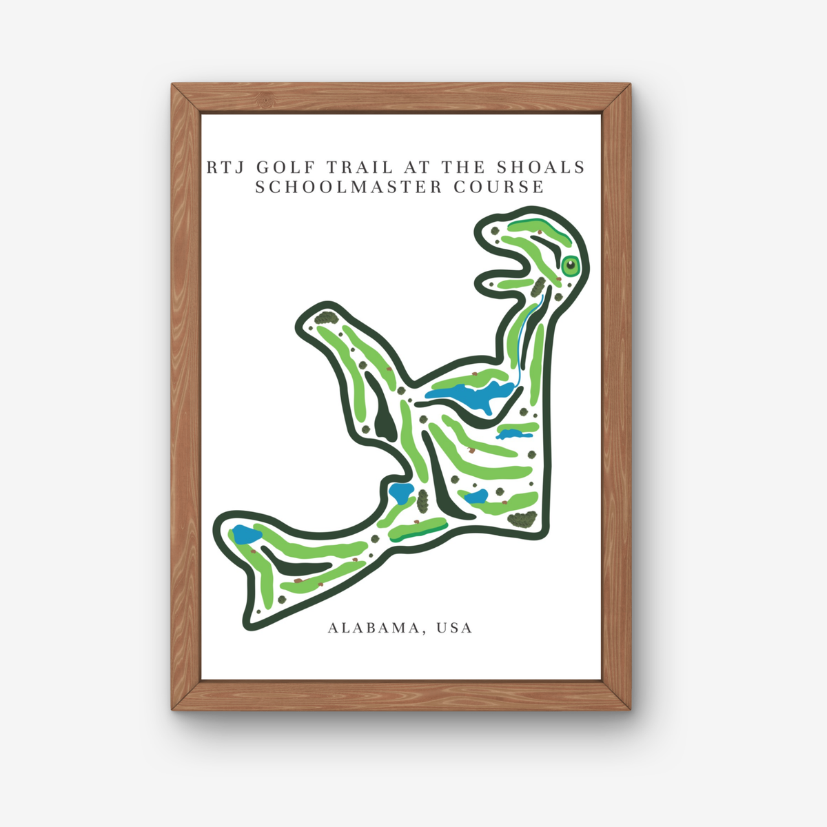 RTJ Golf Trail at The Shoals Schoolmaster Course Golf Course Prints, Alabama, Golf Map Artwork
