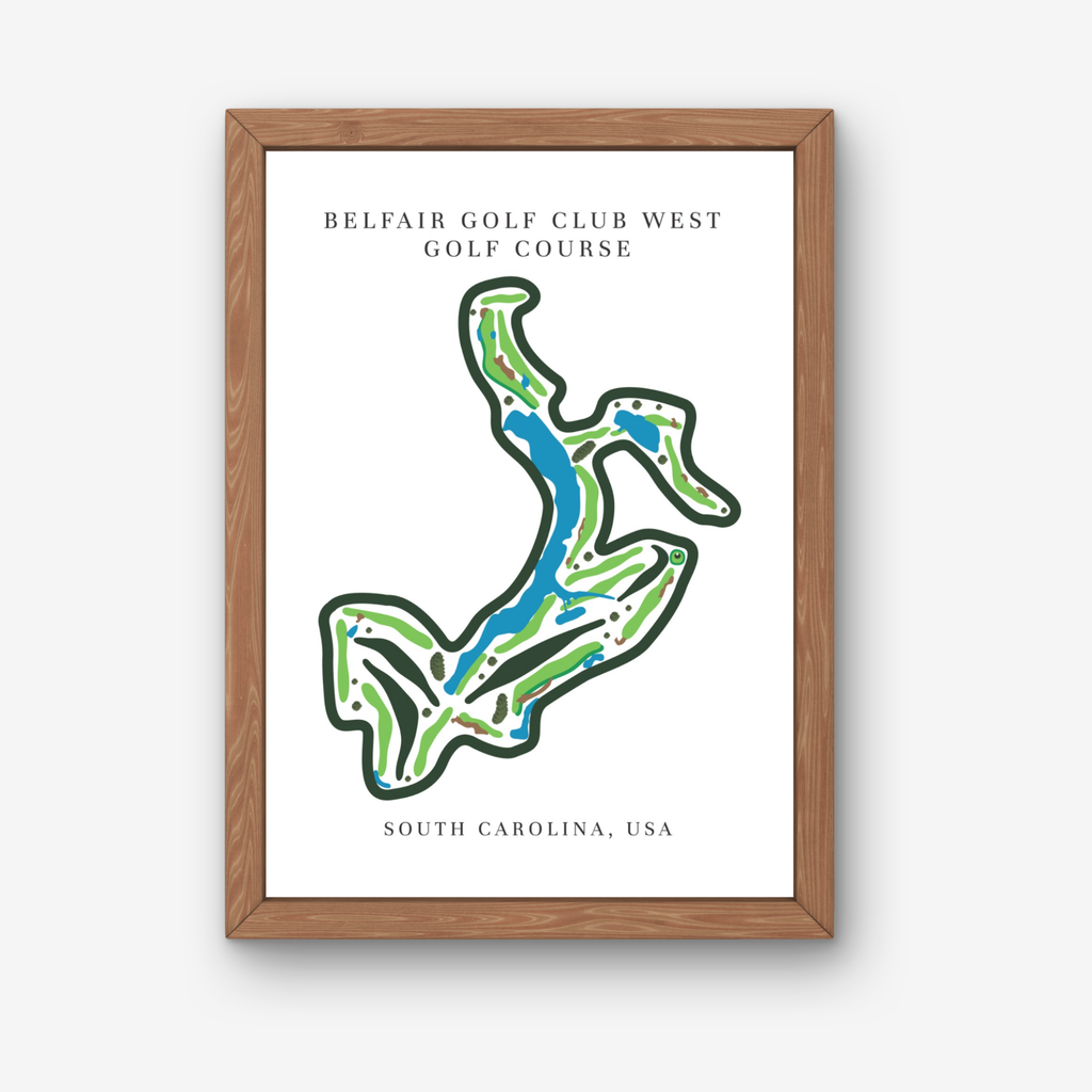 Belfair Golf Club West Golf Course Prints, South Carolina, Golf Map Artwork