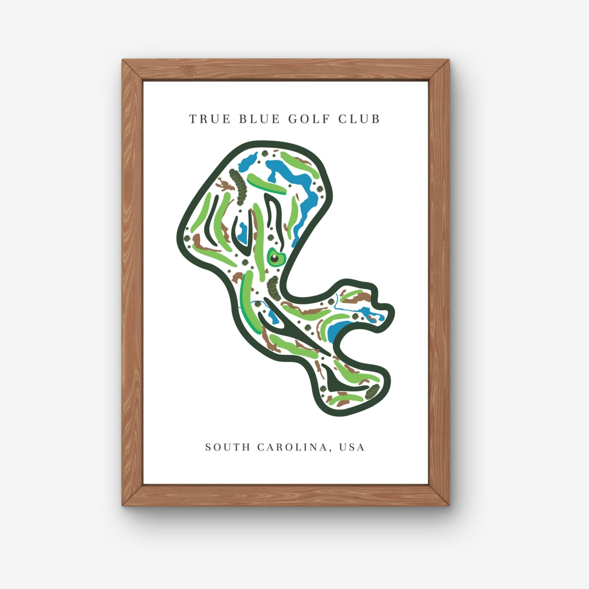 True Blue Golf Club Golf Course Prints, South Carolina, Golf Map Artwork