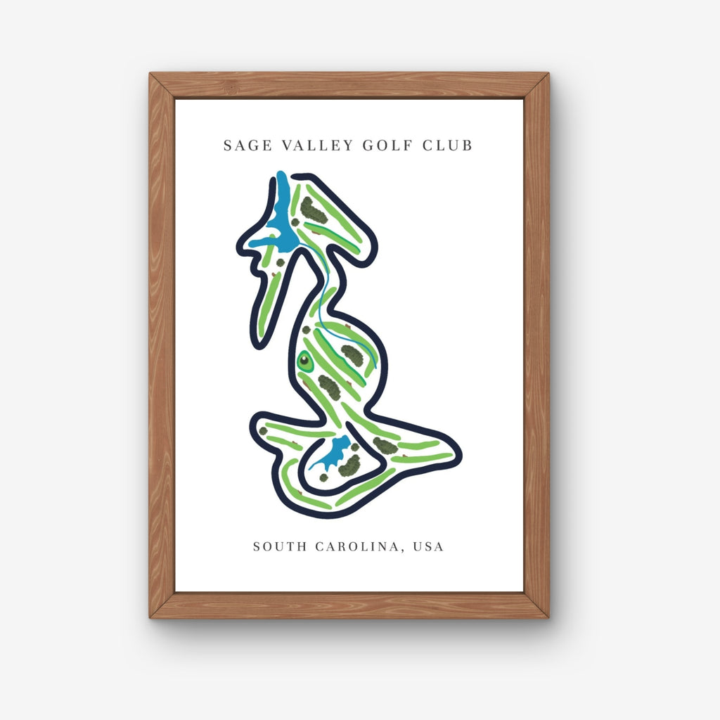 Sage Valley Golf Club Golf Course Prints, South Carolina, Golf Map Artwork
