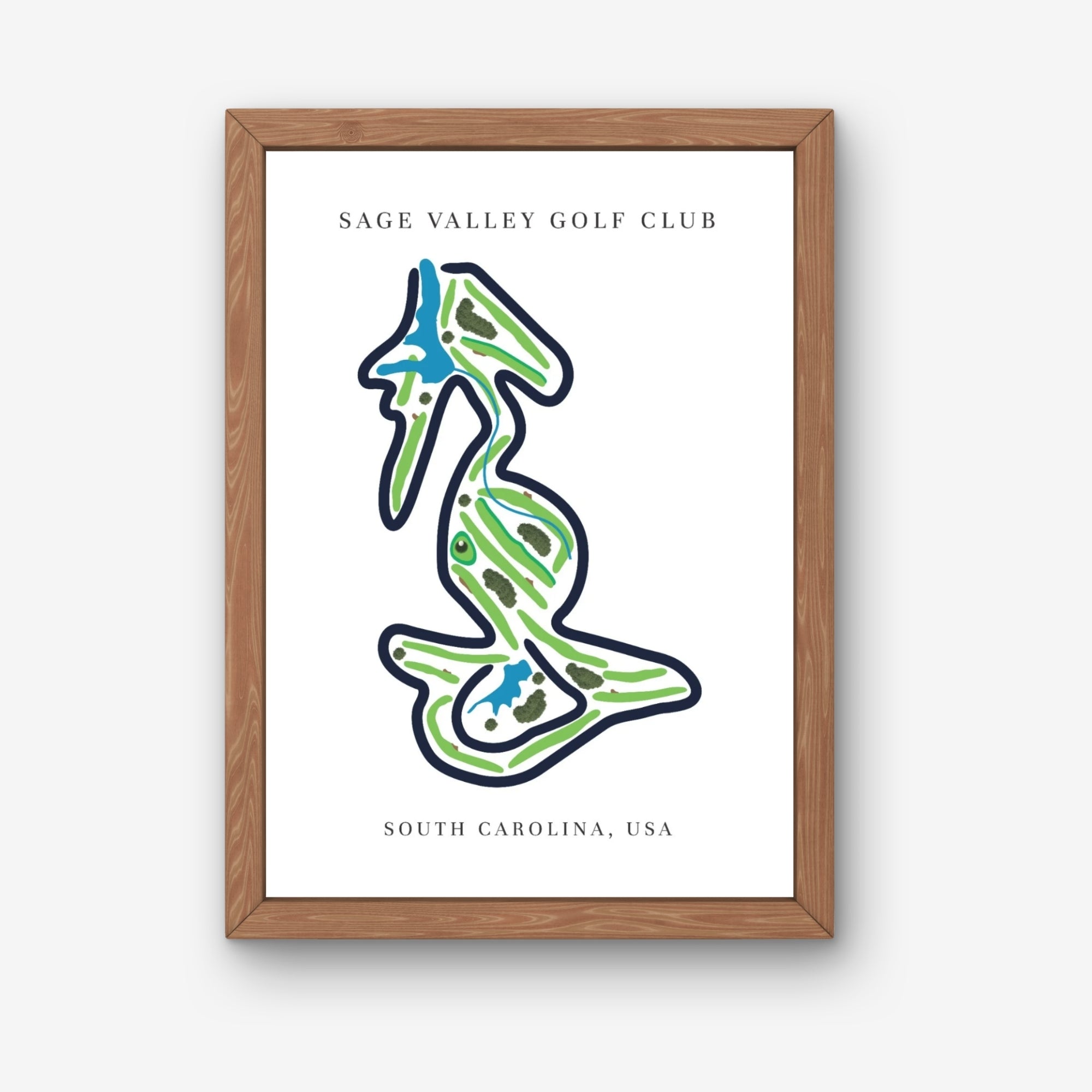 Sage Valley Golf Club Golf Course Prints, South Carolina, Golf Map Artwork