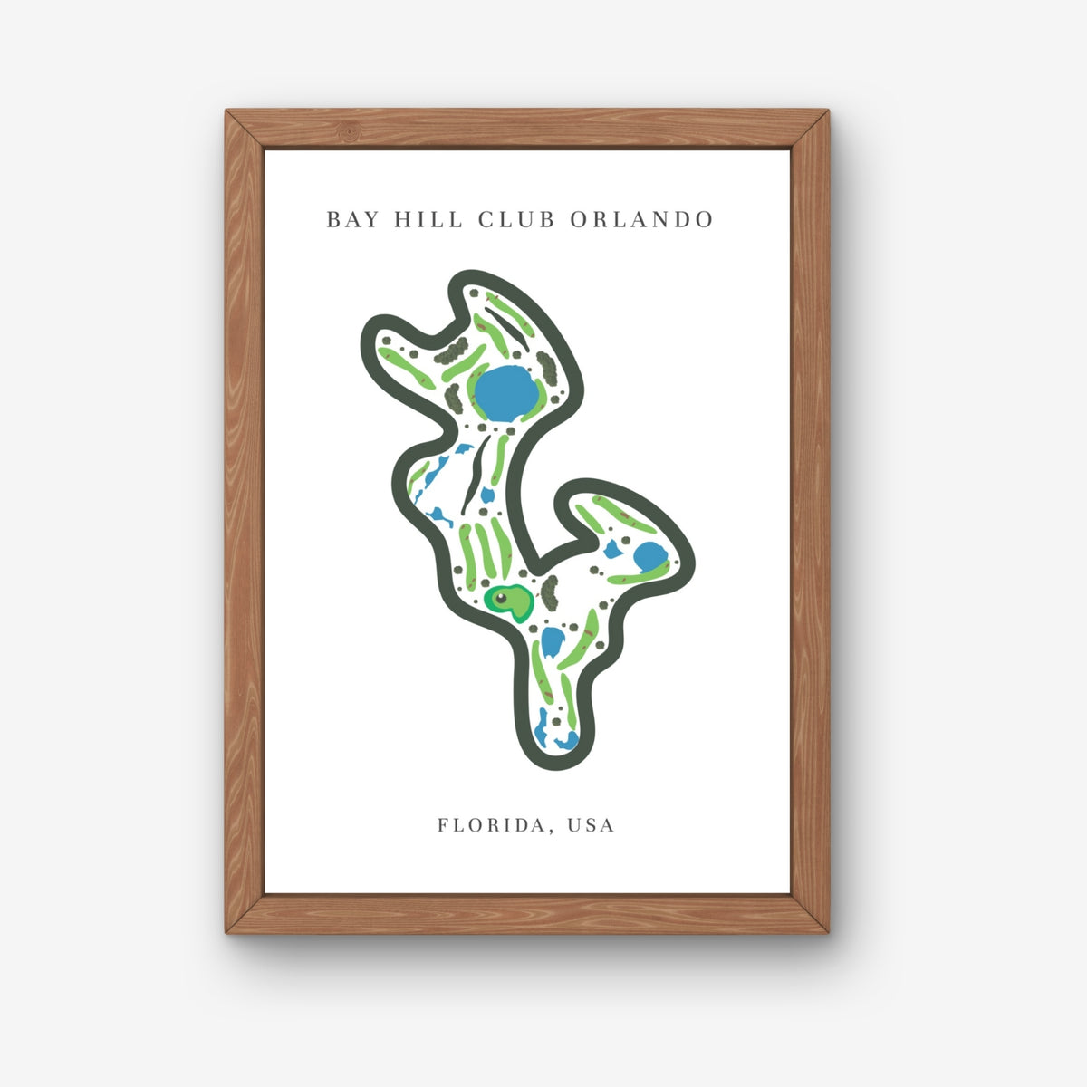 Bay Hill Club Golf Course Print, Florida, Golf Map Artworks