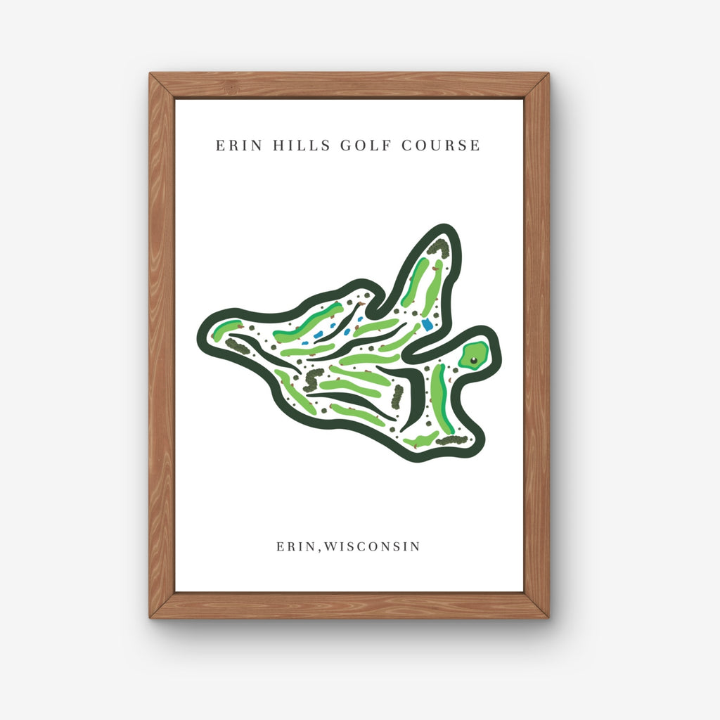 Erin Hills Golf Course Print, Wisconsin, Golf Map Artworks
