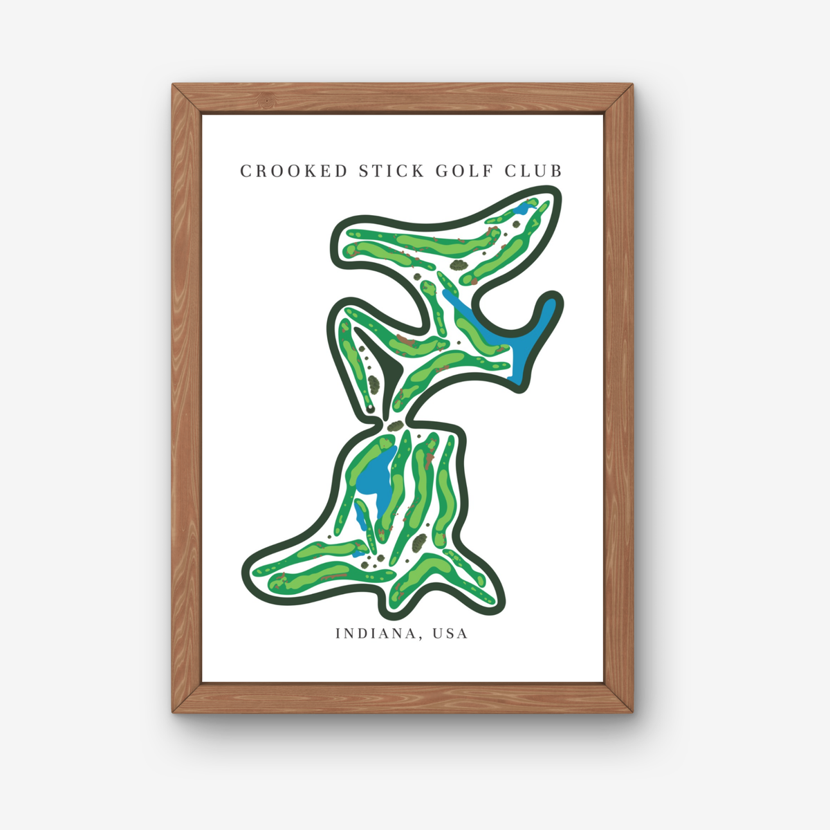 Crooked Stick Golf Club Golf Course Prints, Indiana, Golf Map Artwork