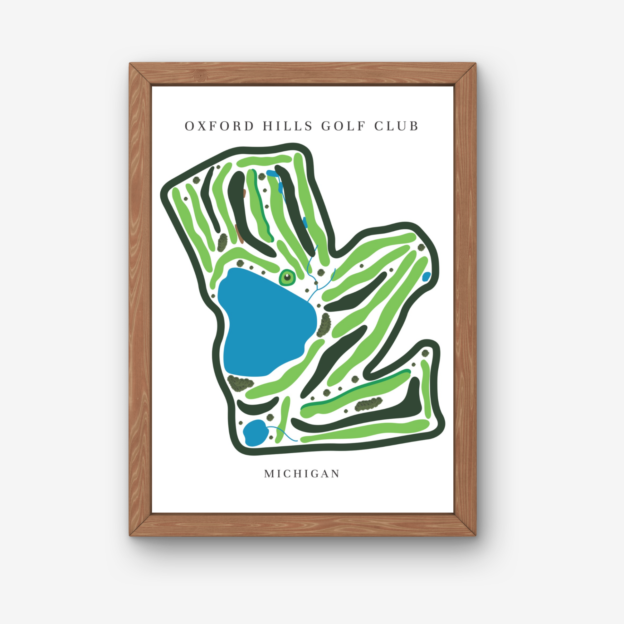 Oxford Hills Golf Club Golf Course Prints, Michigan, Golf Map Artwork