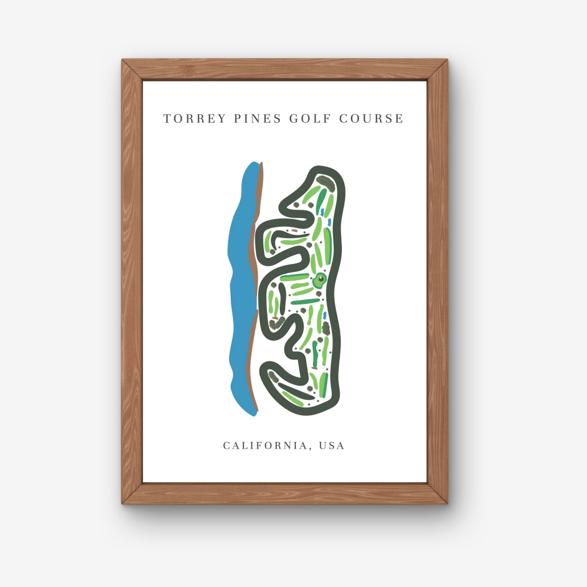 Torrey Pines Golf Course Print, California, Golf Map Artworks