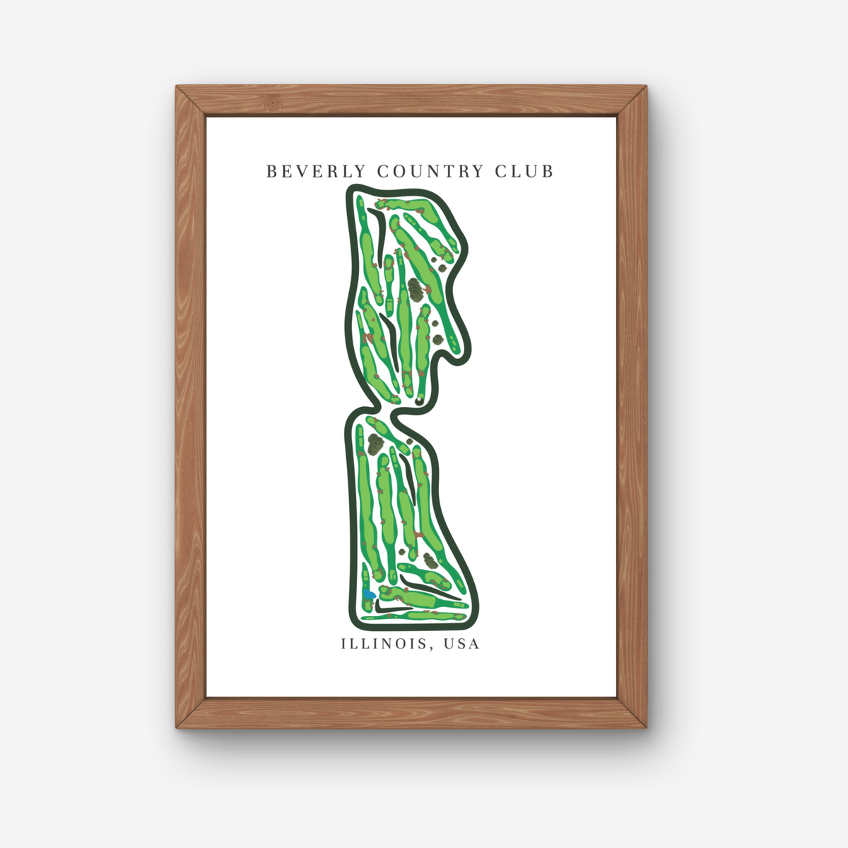 Beverly Country Club Golf Course Prints, Illinois, Golf Map Artwork