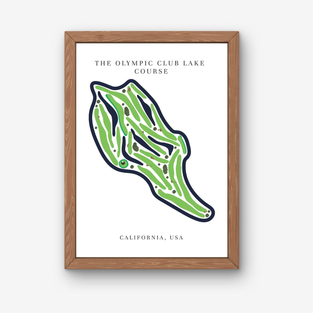 The Olympic Club Lake Course Golf Course Prints, California, Golf Map Artwork