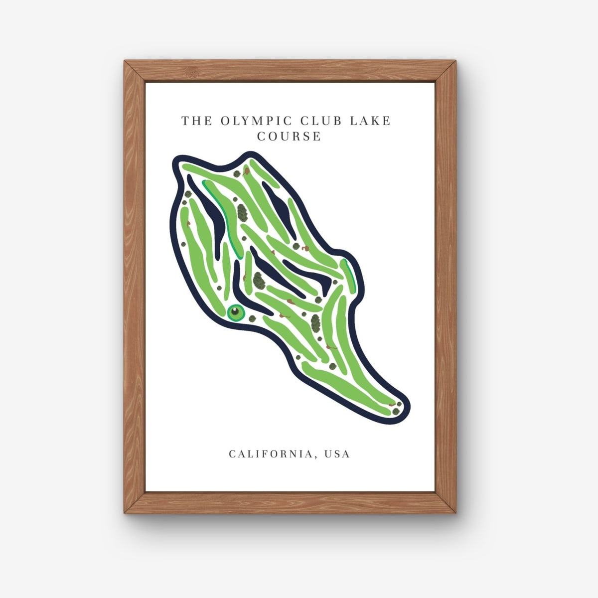 The Olympic Club Lake Course Golf Course Prints, California, Golf Map Artwork
