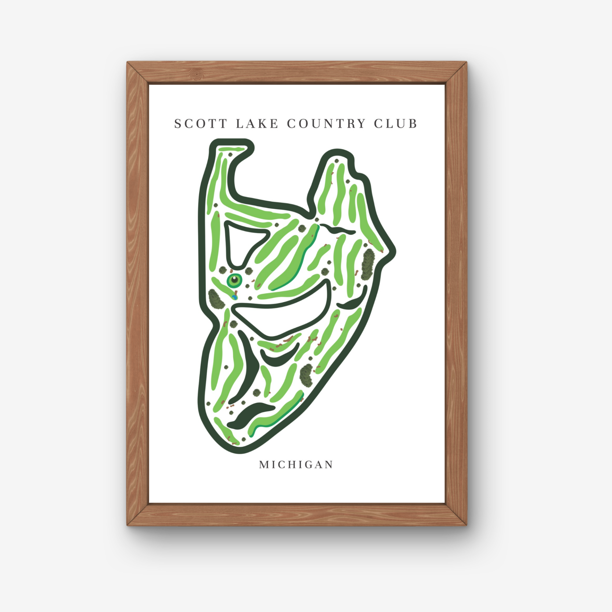 Scott Lake Country Club Golf Course Prints, Michigan, Golf Map Artwork