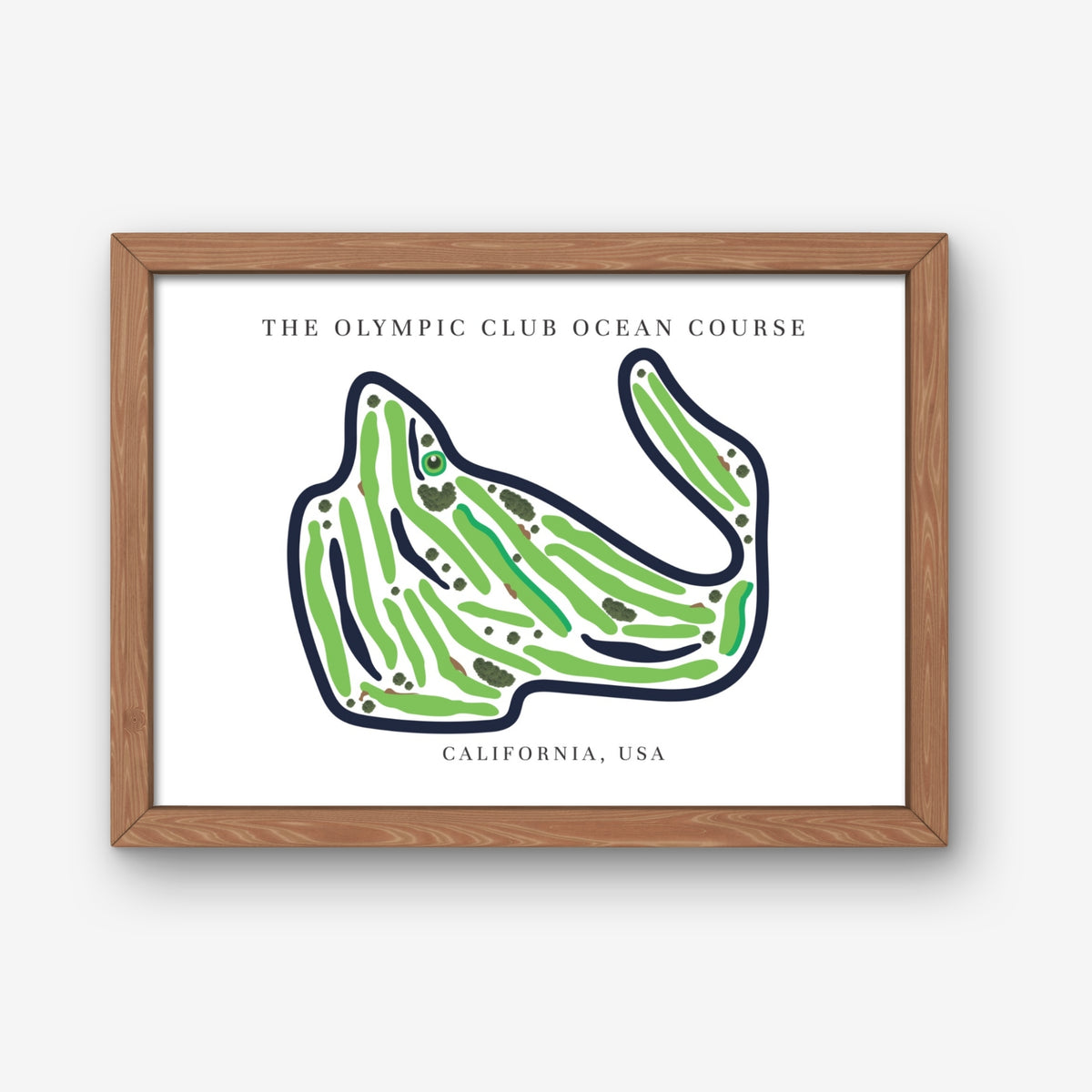 The Olympic Club Ocean Course Golf Course Prints, California, Golf Map Artwork