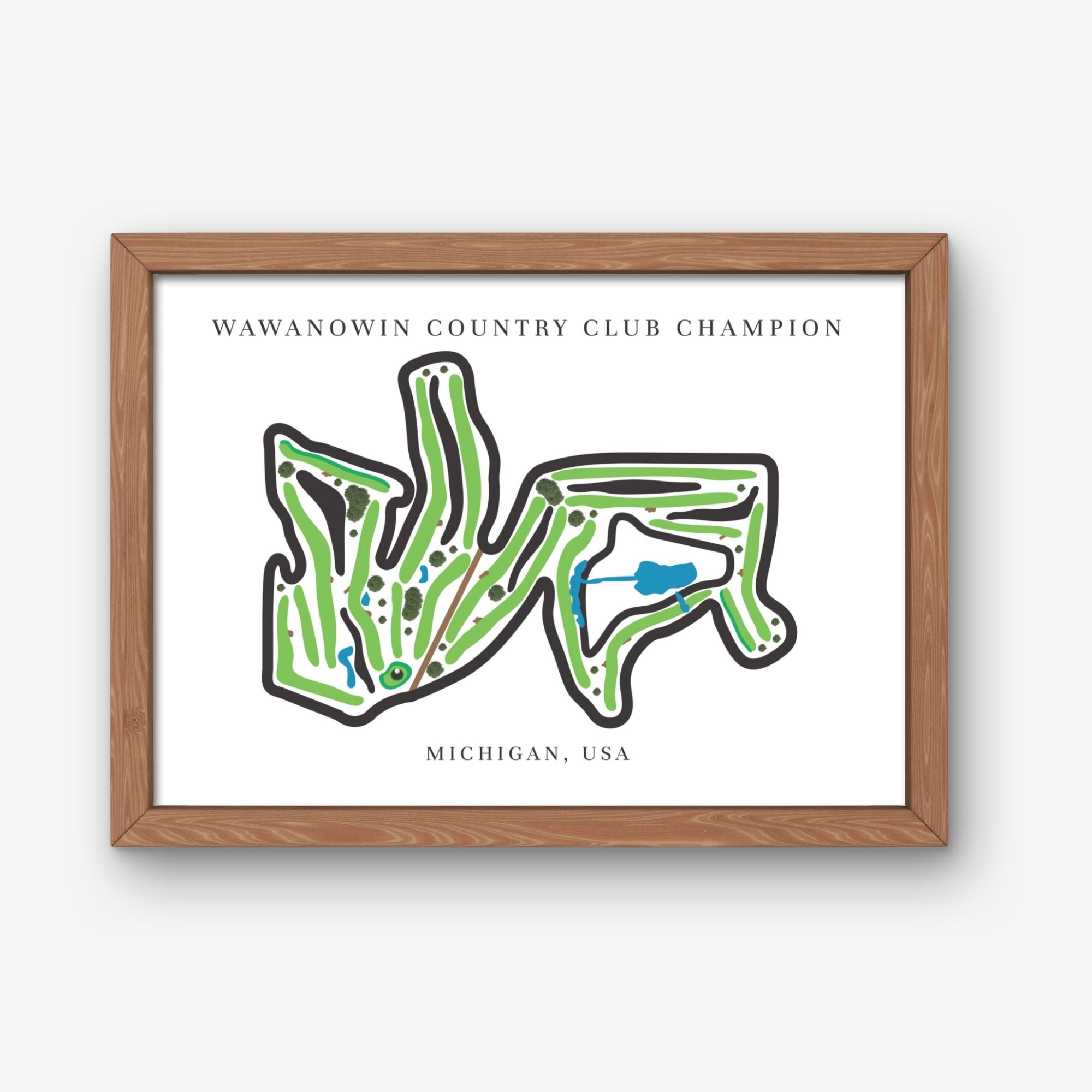 Wawanowin Country Club Golf Course Prints, Michigan, Golf Map Artwork