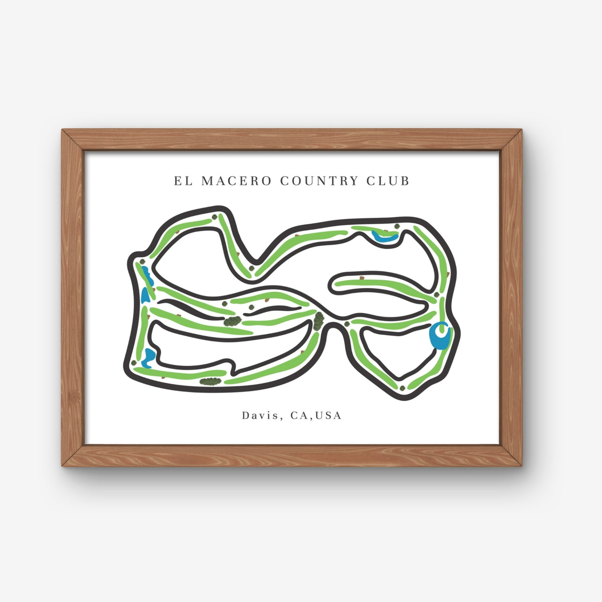 El Macero Country Club Golf Course Prints, California, Golf Map Artwork