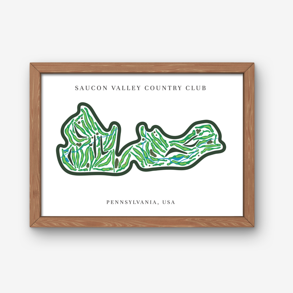 Saucon Valley Country Club Golf Course Prints, Pennsylvania, Golf Map Artwork