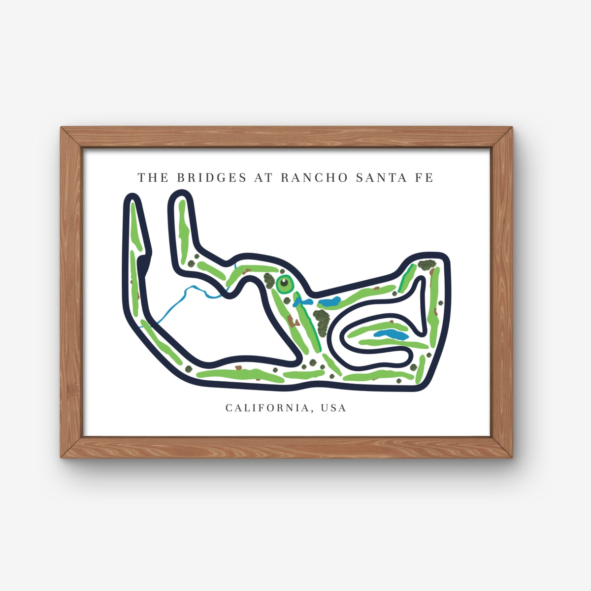 The Bridges at Rancho Santa Fe Golf Course Prints, California, Golf Map Artwork