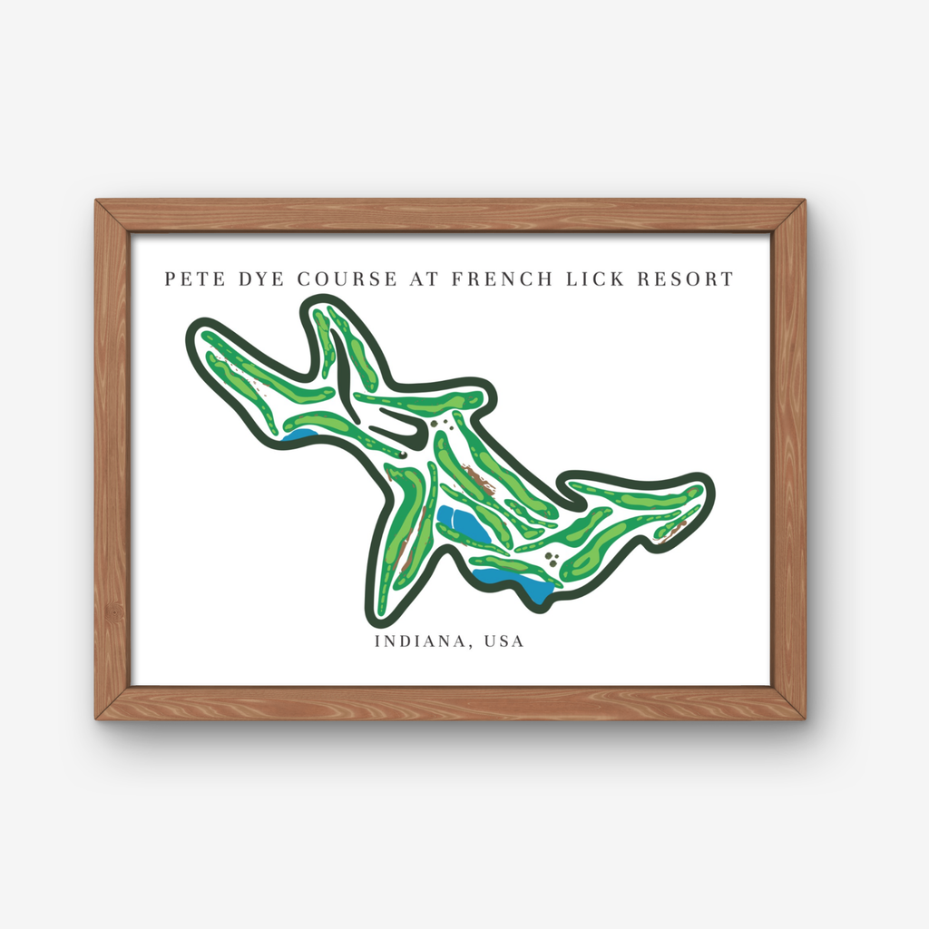 Pete Dye Course at French Lick Resort Golf Course Prints, Indiana, Golf Map Artwork