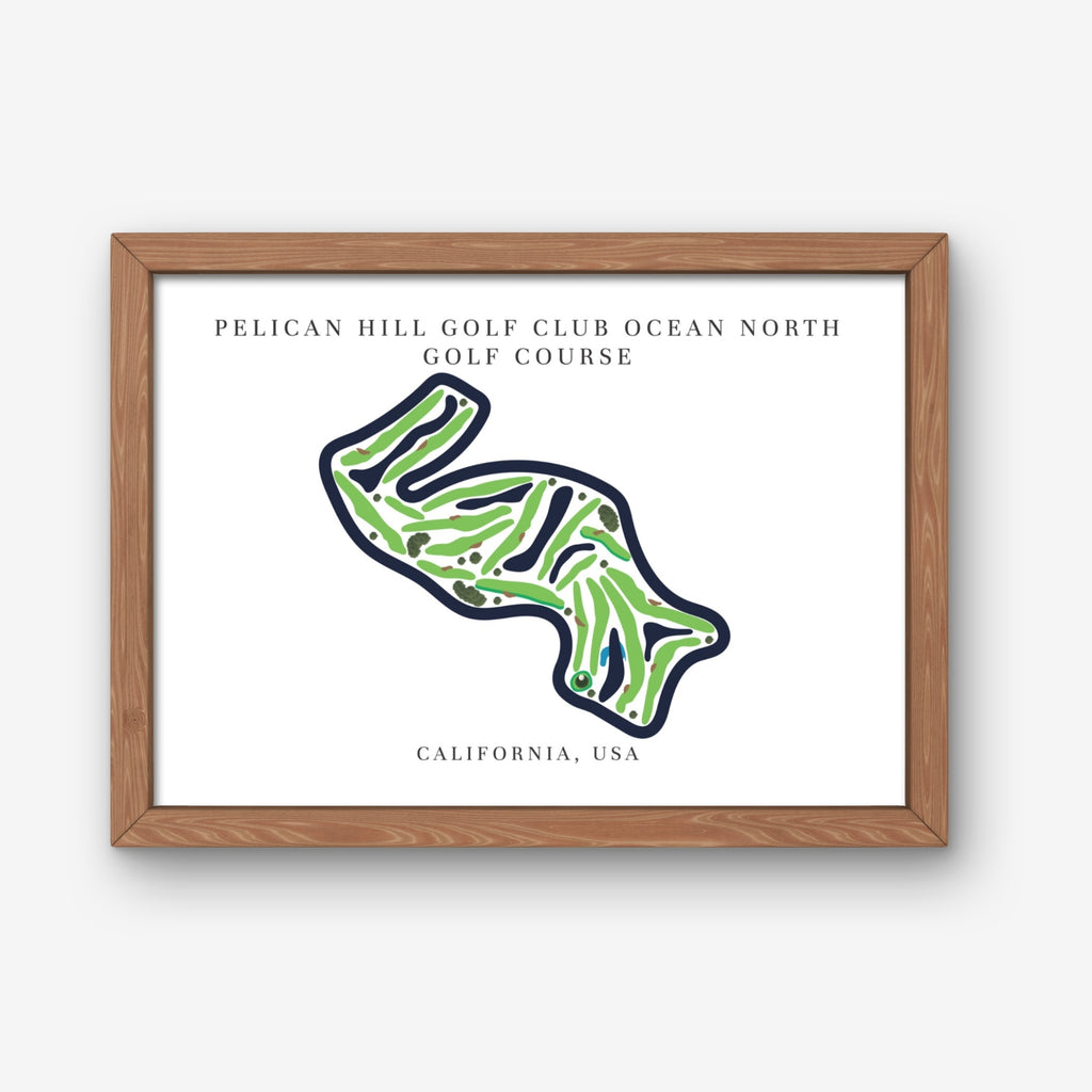 Pelican Hill Golf Club Ocean North Golf Course Prints, California, Golf Map Artwork