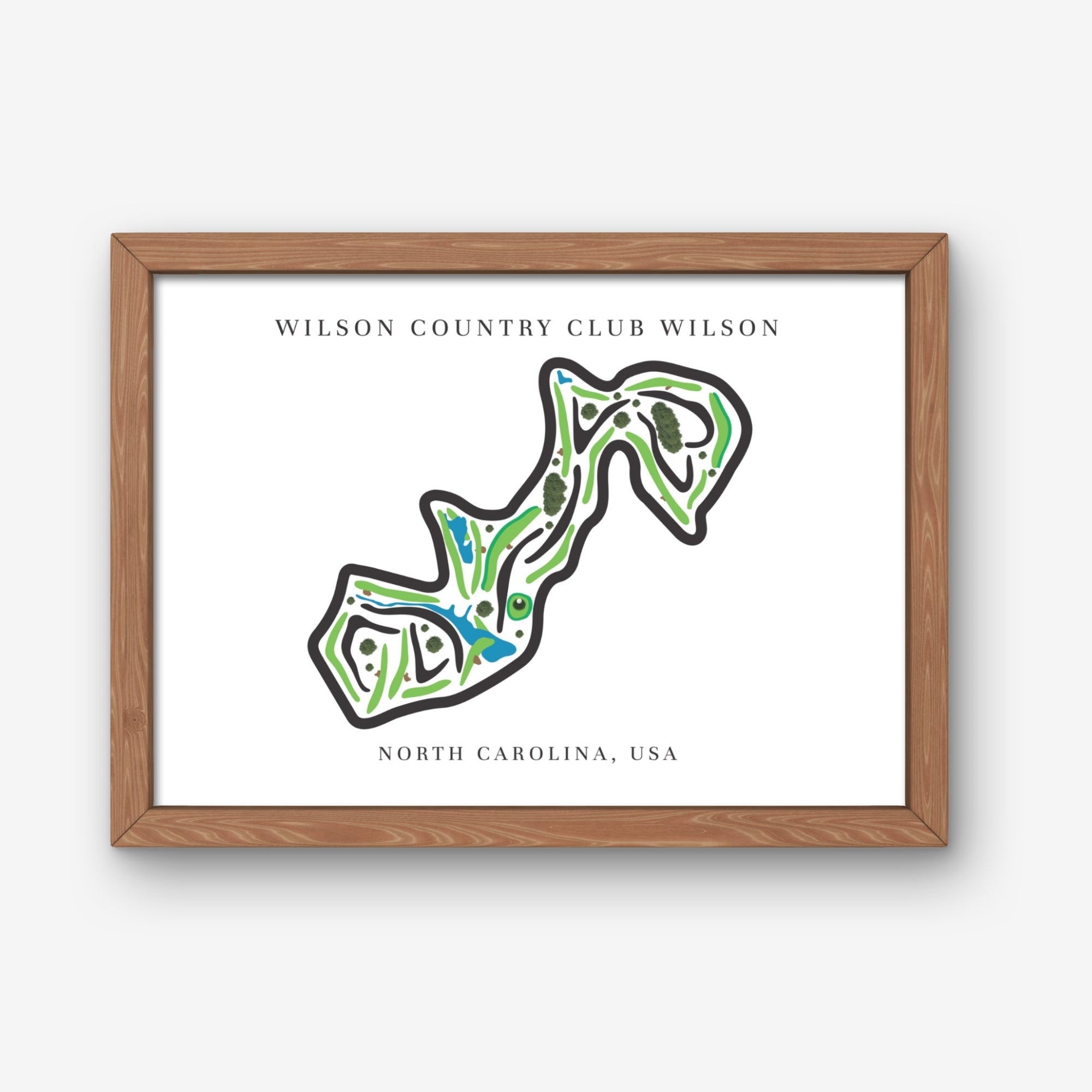 Wilson Country Club Golf Course Prints, North Carolina, Golf Map Artwork