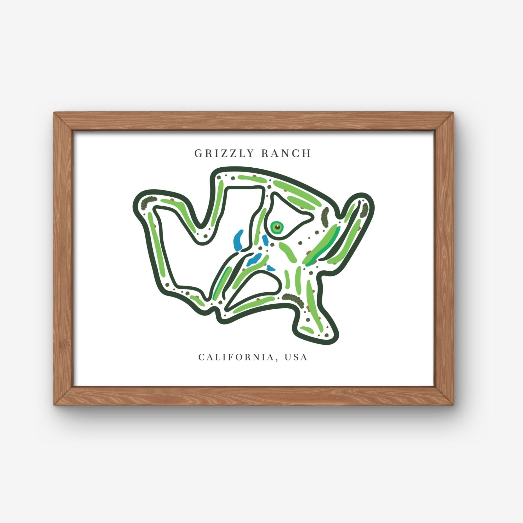 Grizzly Ranch Golf Course Print California, Golf Map Artworks