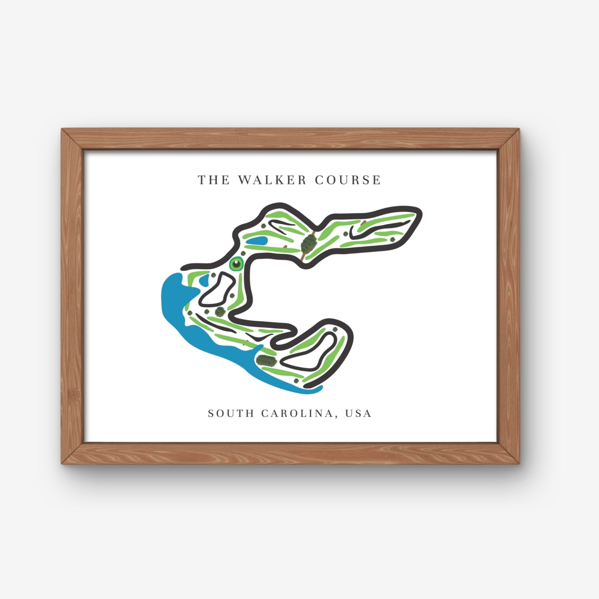 The Walker Course Golf Course Prints, South Carolina, Golf Map Artwork