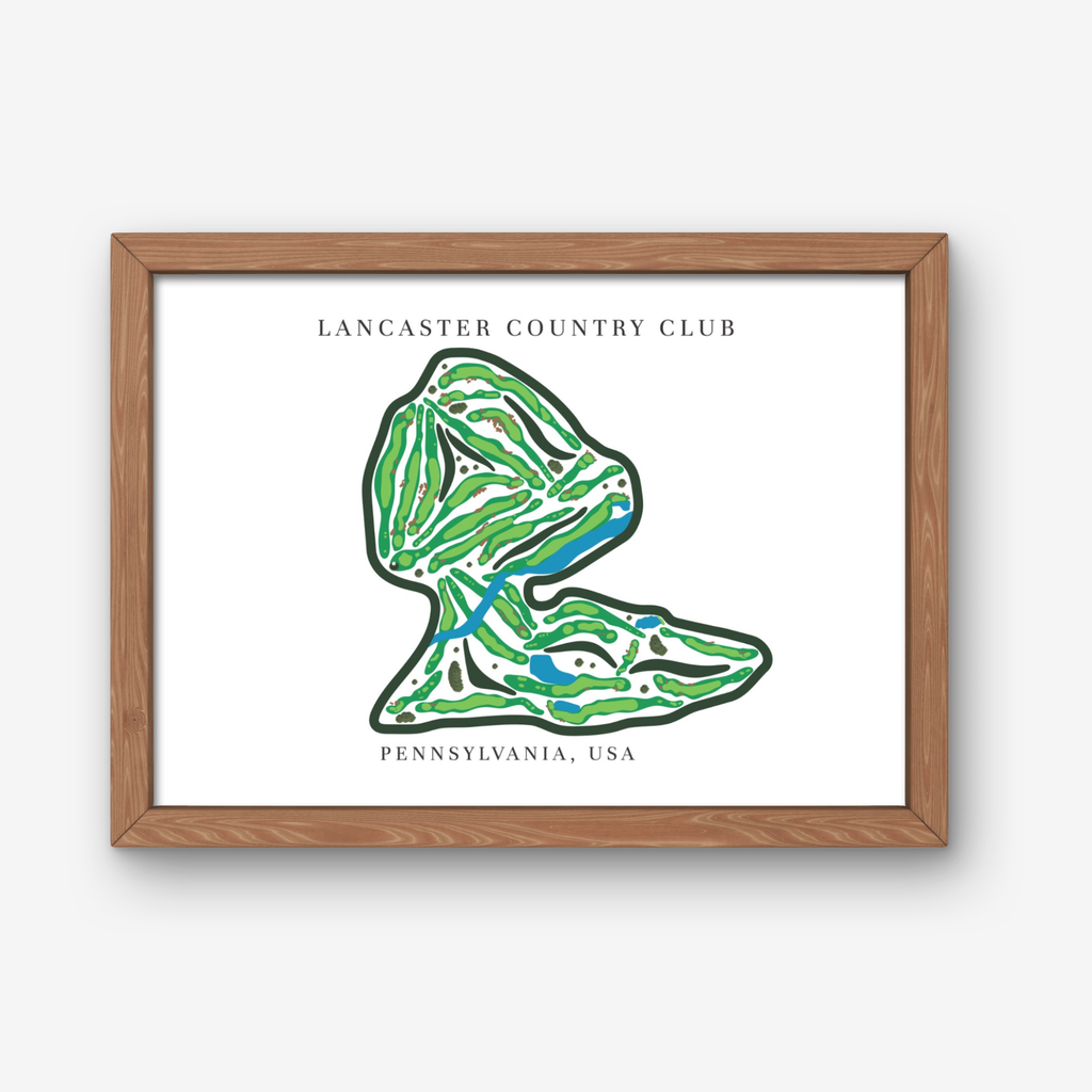 Lancaster Country Club Golf Course Prints, Pennsylvania, Golf Map Artwork
