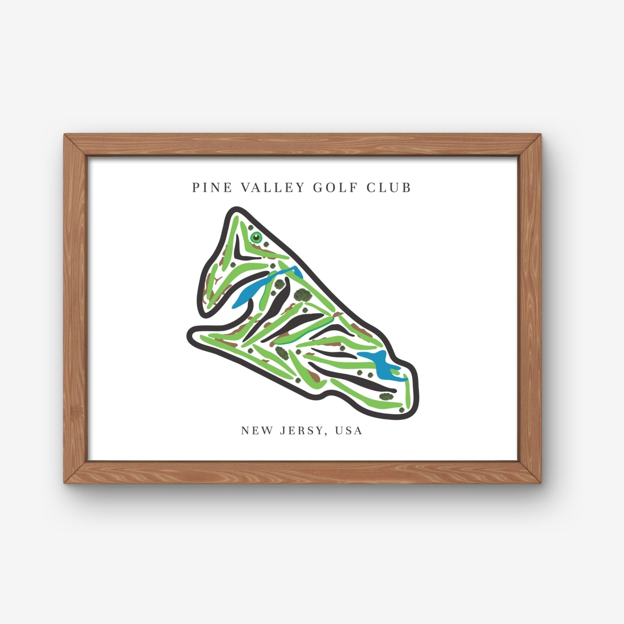Pine Valley Golf Club Golf Course Prints, New Jersey, Golf Map Artwork