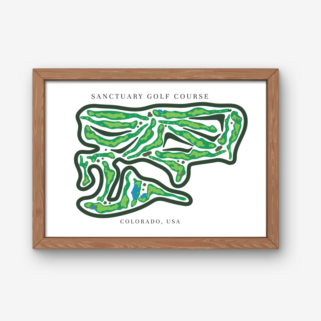 Sanctuary Golf Course Golf Course Prints, Colorado, Golf Map Artwork