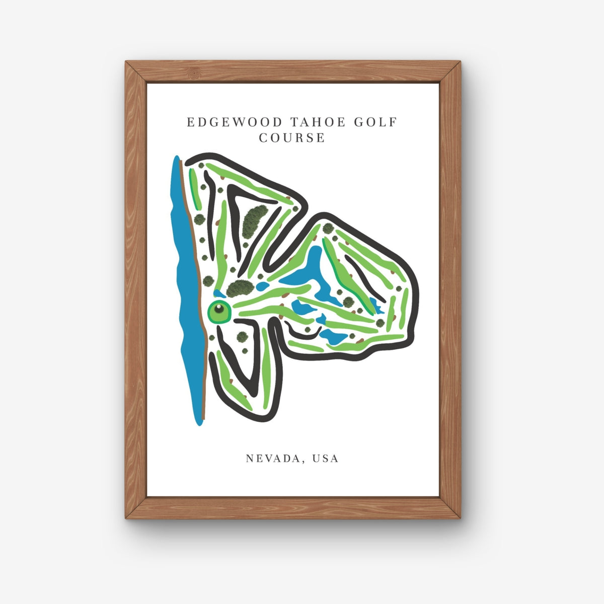 Edgewood Tahoe Golf Course Prints, Nevada, Golf Map Artwork
