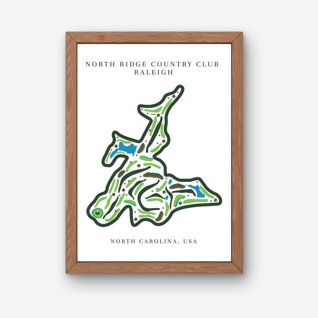 North Ridge Country Club Golf Course Print, North Carolina, Golf Map Artworks
